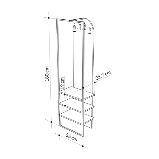 Modern Archy Hall Stand Coat Rack with Shoe Storage 180cm High Ash Green