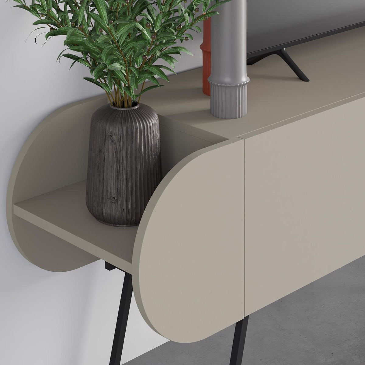 Capsule Modern TV Unit Multimedia Centre Sandstone with Storage
