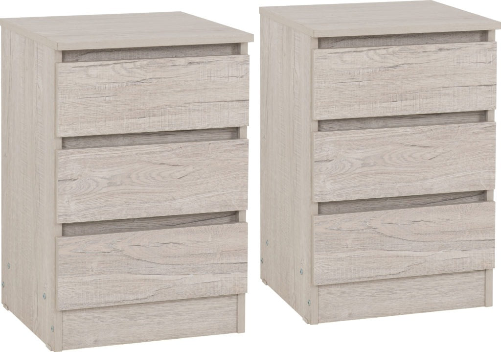 Malvern 3 Drawer Bedside (PAIR) – Multiple Finishes