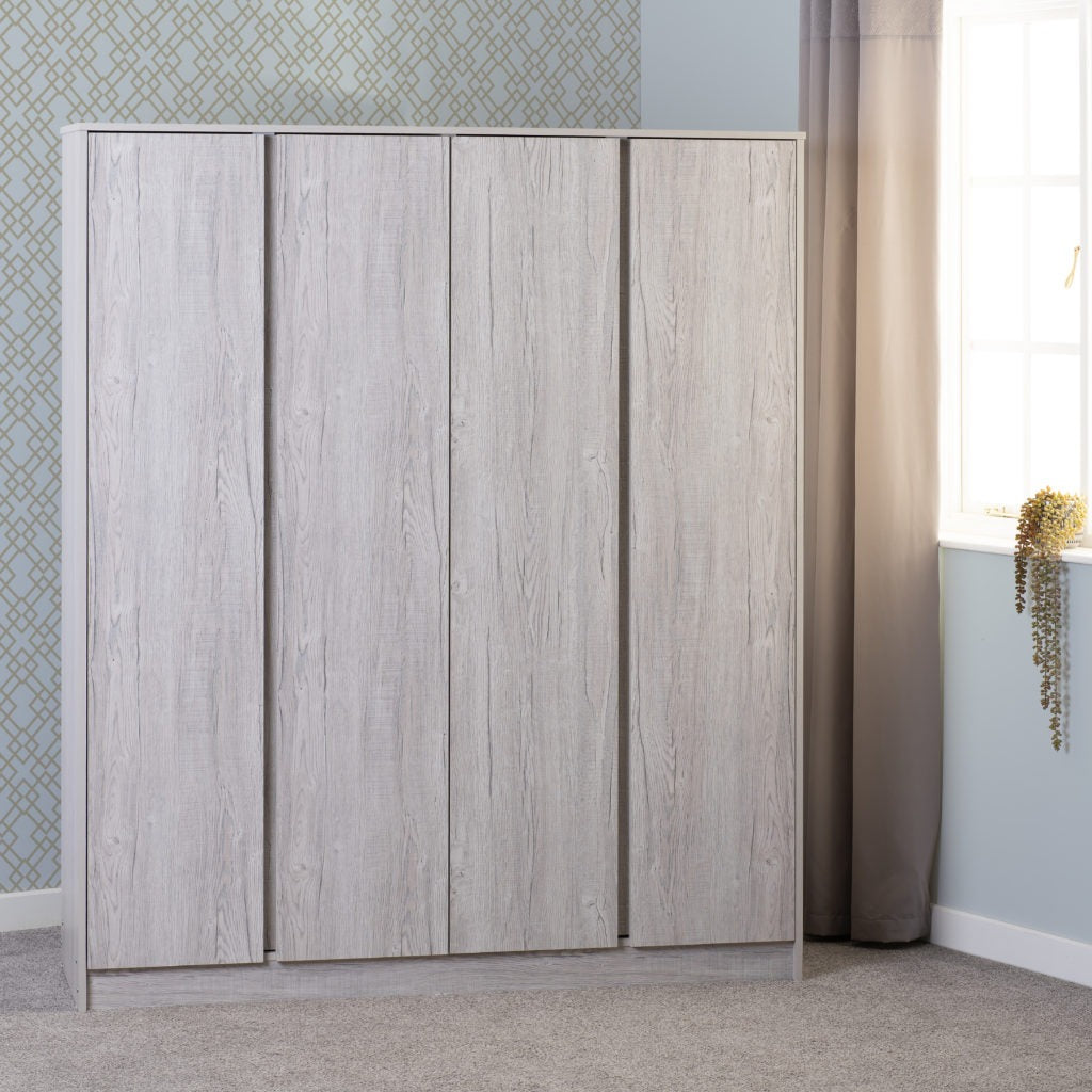Malvern 4 Door Wardrobe – Urban Snow