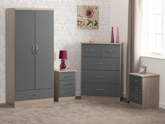 Nevada 2 Door 1 Drawer Wardrobe Bedroom Set – Multiple Finishes