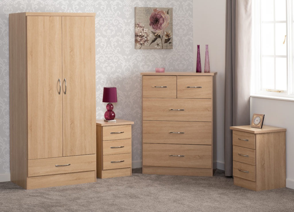 Nevada 2 Door 1 Drawer Wardrobe Bedroom Set – Multiple Finishes