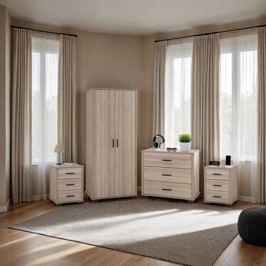 Oliver 2 Door Wardrobe Bedroom Set – Light Oak Effect Finish