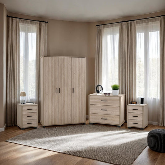 Oliver 3 Door Wardrobe Bedroom Set – Light Oak Effect Finish