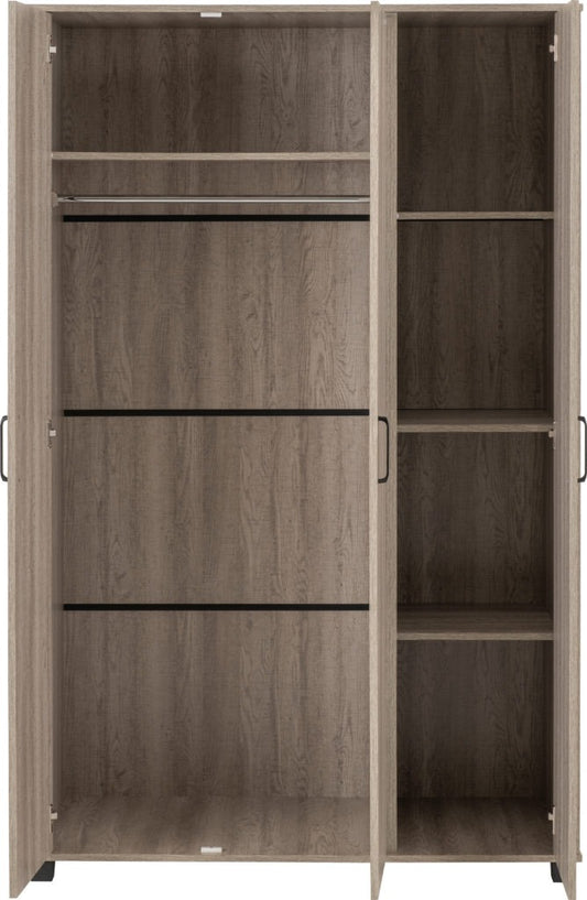 Oliver 3 Door Wardrobe – Light Oak Effect Finish