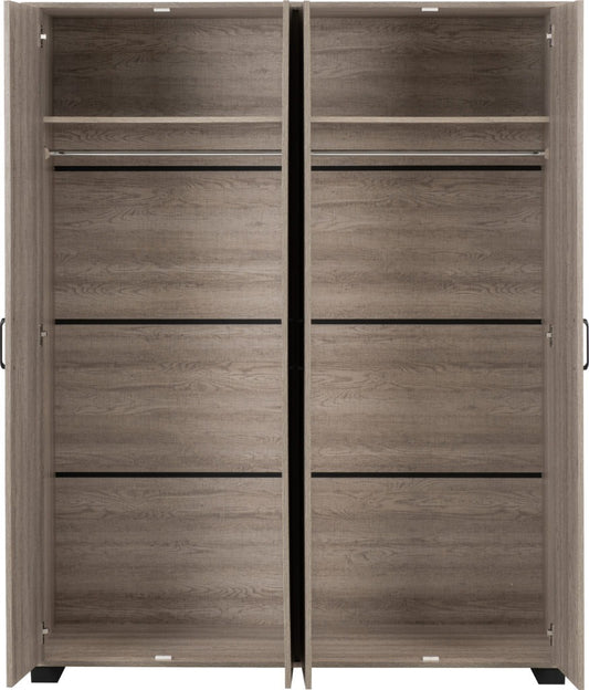 Oliver 4 Door Wardrobe – Light Oak Effect Finish
