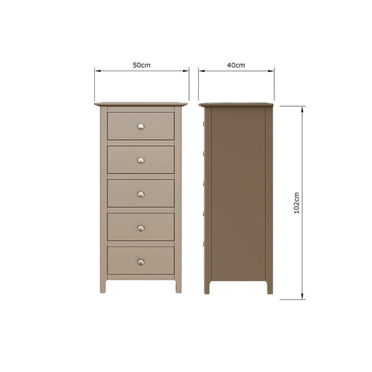 Palma 5 Drawer Chest of Drawers Putty