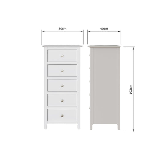 Palma 5 Drawer Chest of Drawers Pure White