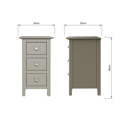Palma 3 Drawer Bedside Cabinet Pale Grey