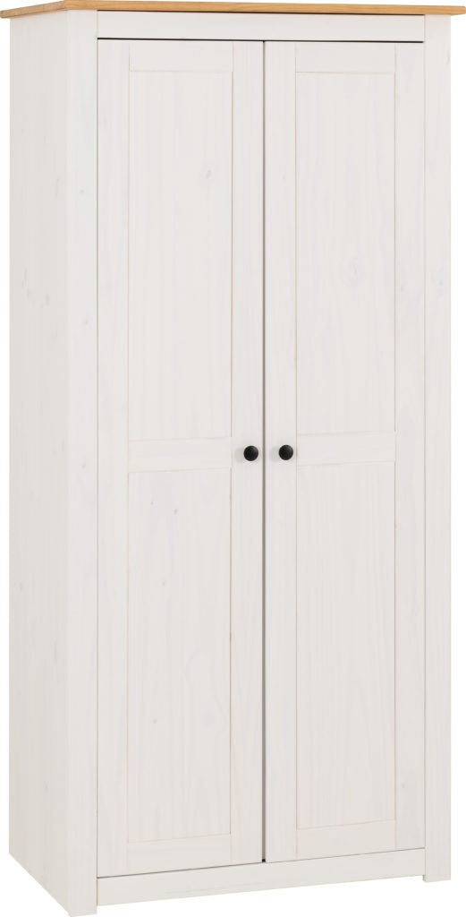 Panama 2 Door Wardrobe – Natural Wax & White Natural Wax Finish