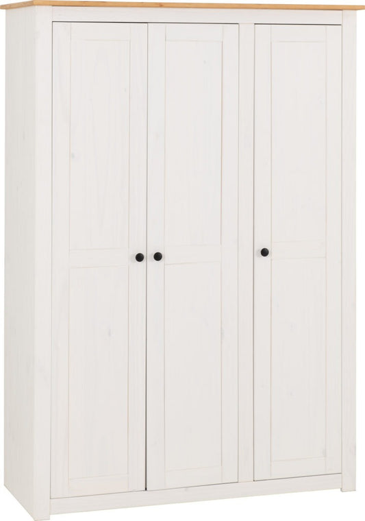 Panama 3 Door Wardrobe – Natural Wax & White Natural Wax Finish