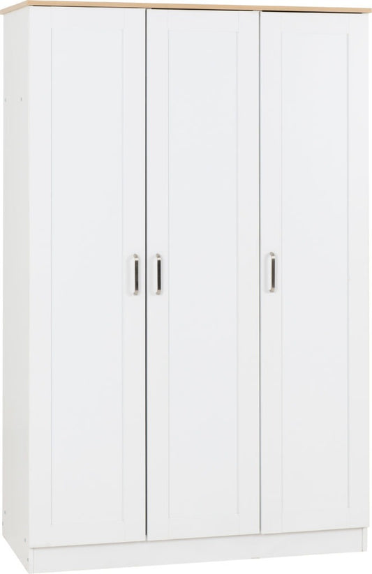Portland 3 Door Wardrobe – Grey/Oak Effect & White/Oak Effect Finishes
