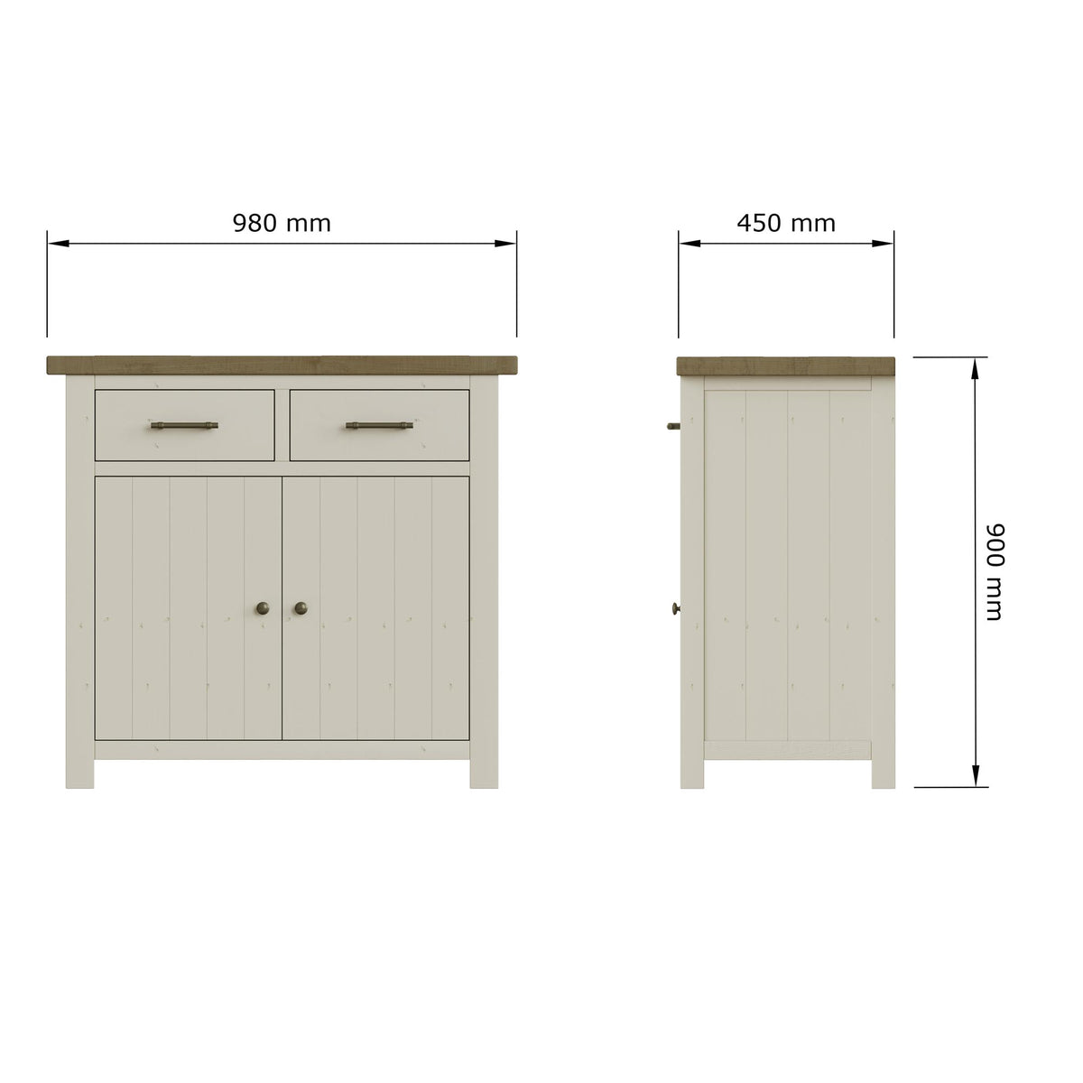 Purbeck Truffle 2 Door 2 Drawer Small Sideboard