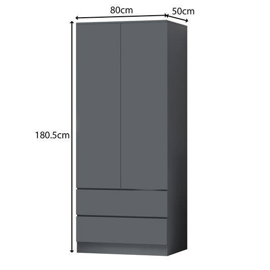Stora 2 Door 2 Drawer Combination Wardrobe - Matt Dark Grey