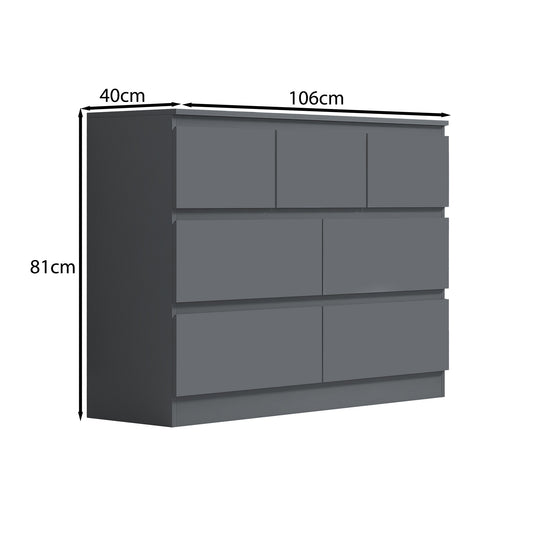 Stora 7 Drawer Merchant Chest Of Drawers - Matt Dark Grey