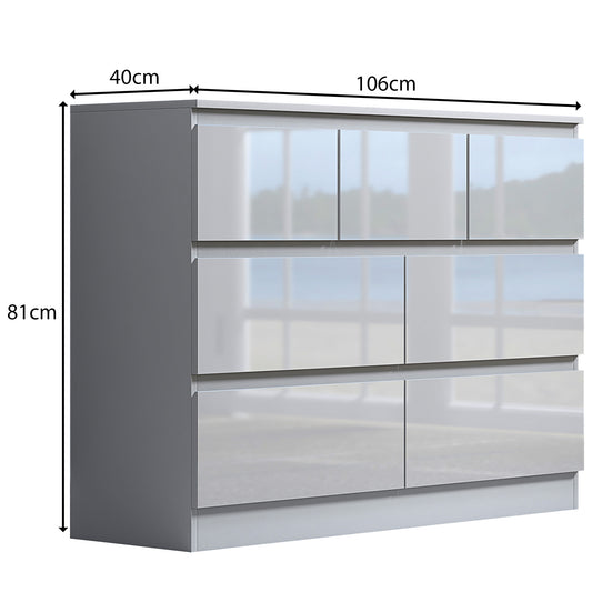 Stora 7 Drawer Merchant Chest Of Drawers - White Gloss Front