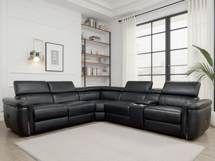 Somerville Electric Recliner Sofa – Black Large Corner