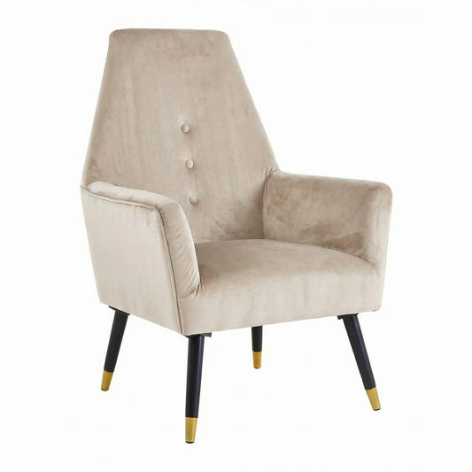 Loretta Accent Chair Stone Velvet Button Detail Armchair