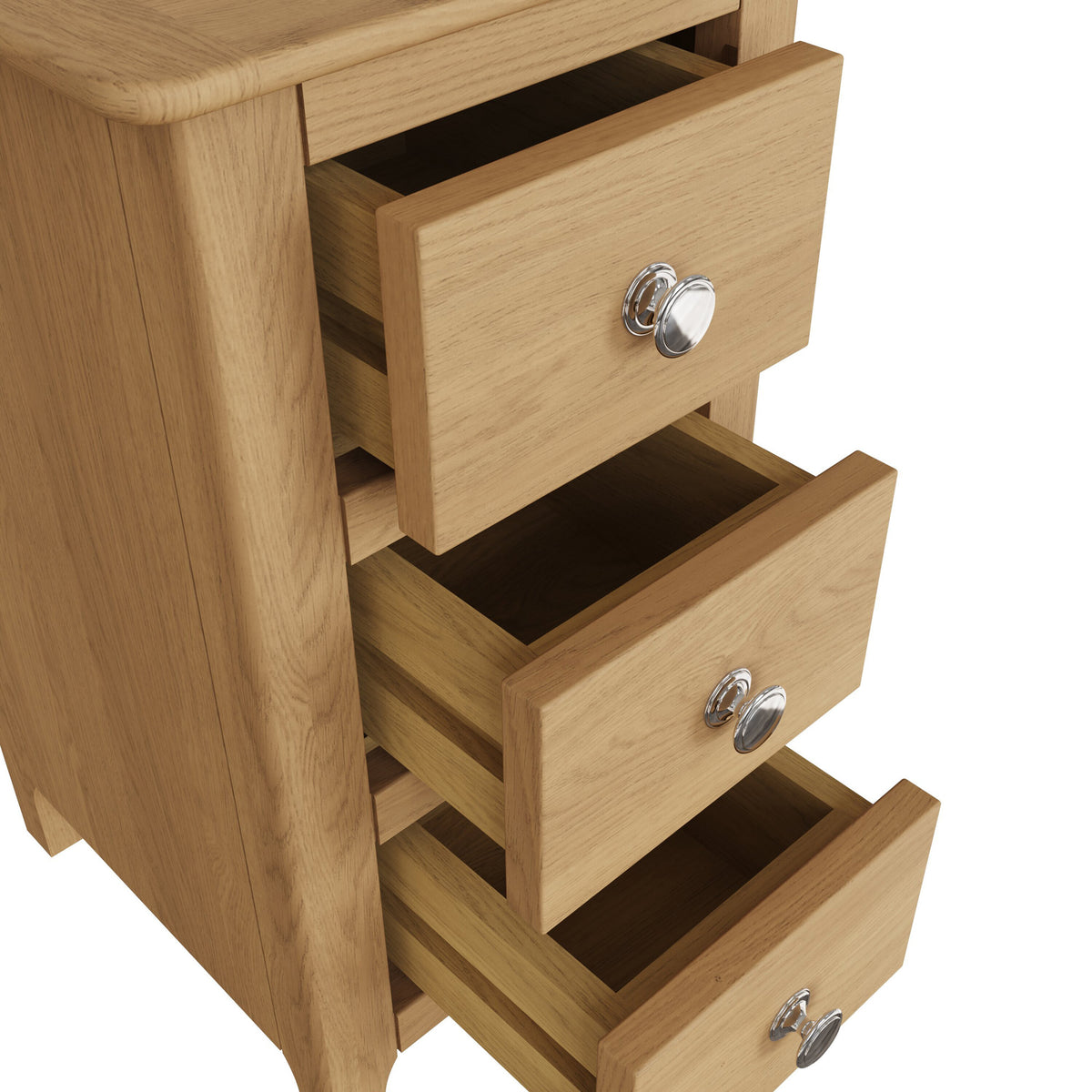 Taberno Oak 3 Drawer Bedside Table Nightstand Cabinet Natural Oak