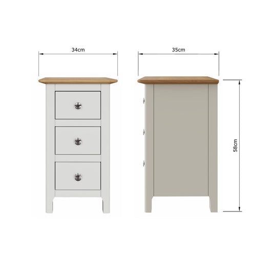 Taberno Oak 3 Drawer Bedside Table Nightstand Cabinet Linen White