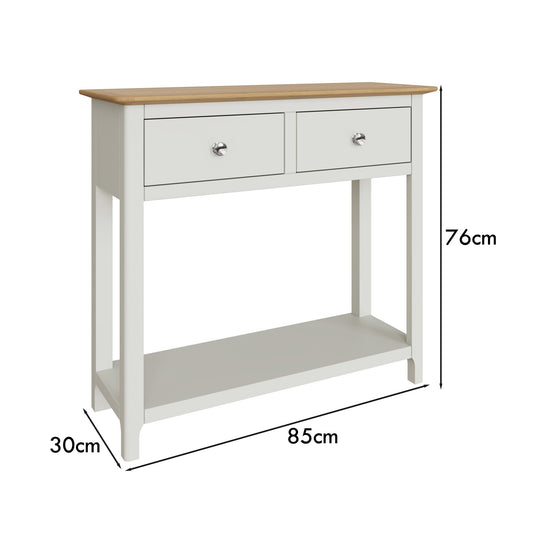 Taberno Oak 2 Drawer Console Hallway Table Linen White
