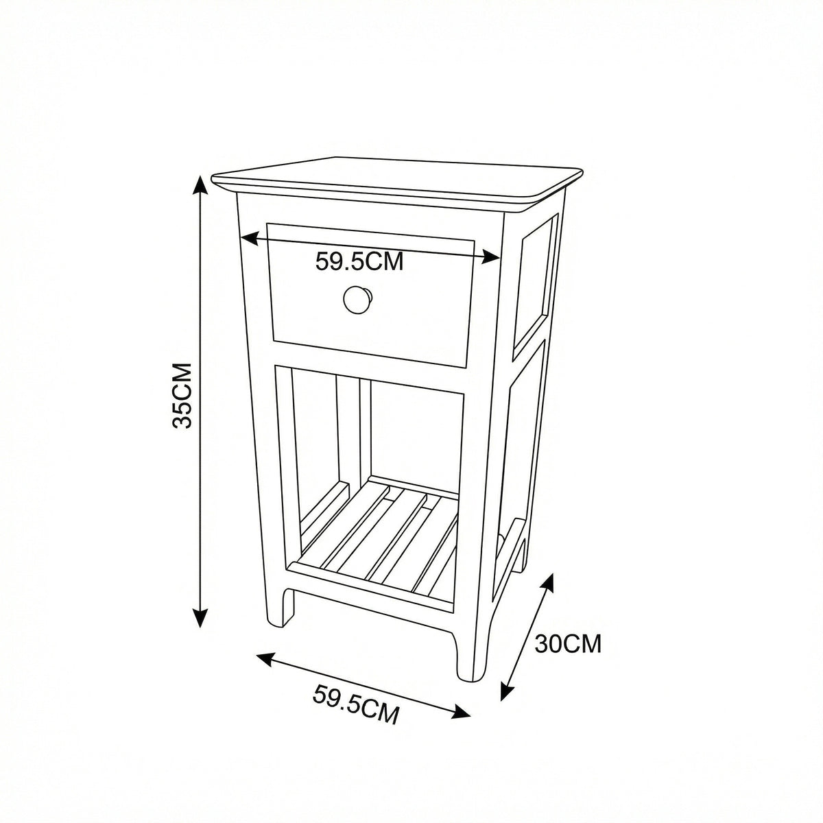 Taberno Oak Assembled 1 Drawer Slim Bedside