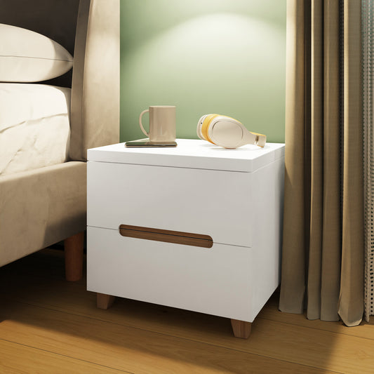 Veloce 2 Drawer Bedside Cabinet - White Gloss, Quick Click Assembly