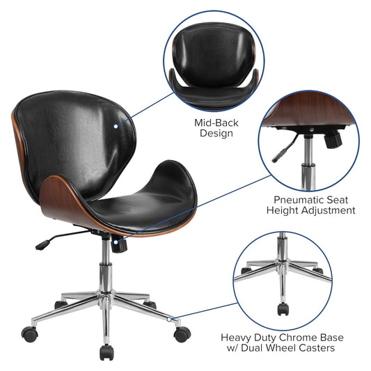 Black and Walnut Designer Office Chair