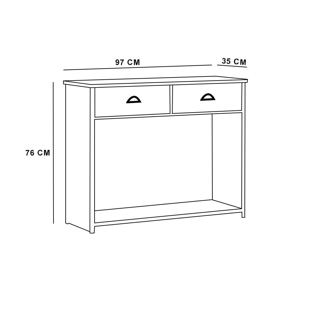 Westbury Farmhouse 2 Drawer Hallway Console Table - Matt Grey & Light Oak