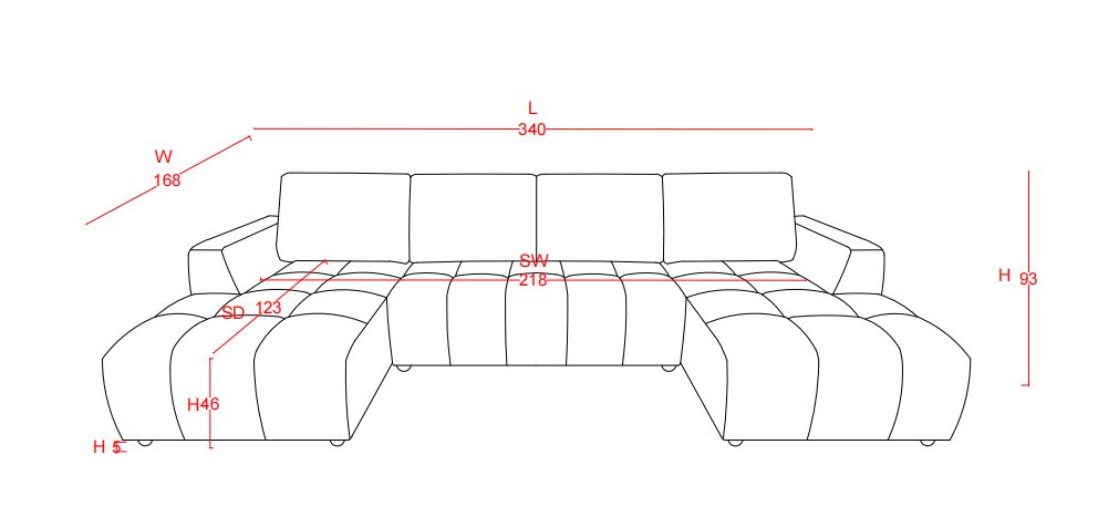Shanghai Luxury Beige U Shape Corner Sofabed