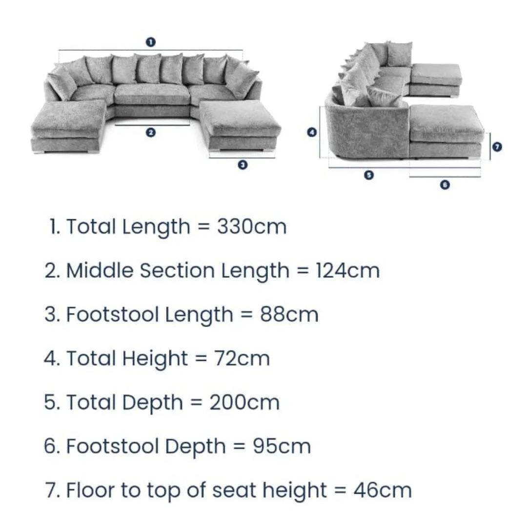 Bishop U-Shape Sofa Scatter Back – Silver