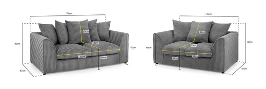 Harley Jumbo Sofa Grey 3+2 Set