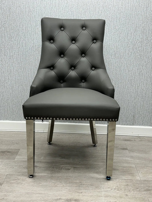 Majestic Hudson Grey PU Leather Dining Chair – (Set of 2)