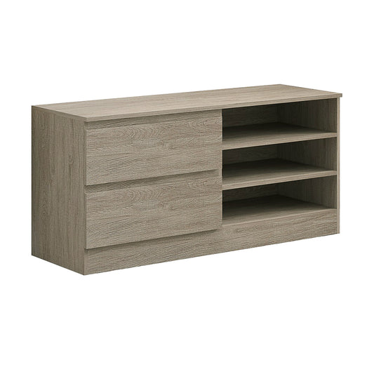 Stora 2 Drawer Entertainment Unit With Storage - For up to 50 inch TV - Rustic Oak