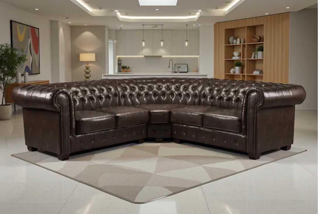 Chesterfield Large Corner Sofa – Antique Brown: Timeless Luxury for Modern Living