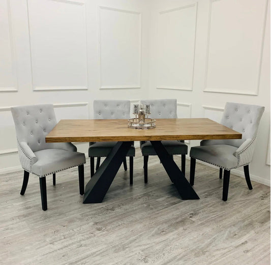 Rustic Oak Dining Table Set – Timeless Elegance for Modern Family Living