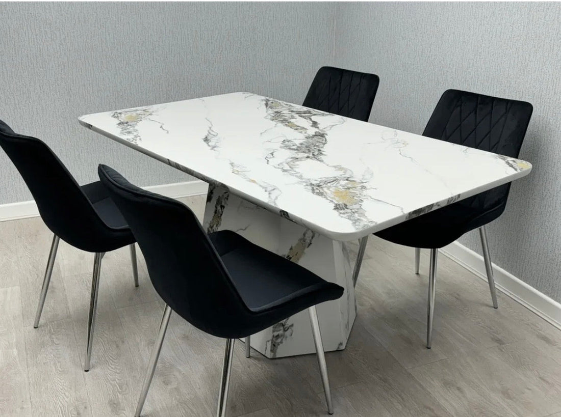 Capri 160cm Marble Effect Dining Table – Modern Luxury for Elegant Dining Spaces