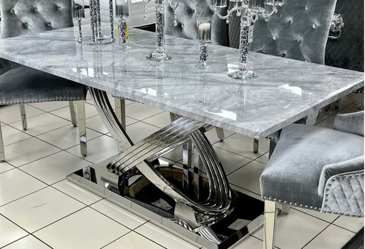 Elina 1.8m Marble Dining Table – Luxury Grey Marble Elegance for Contemporary Homes