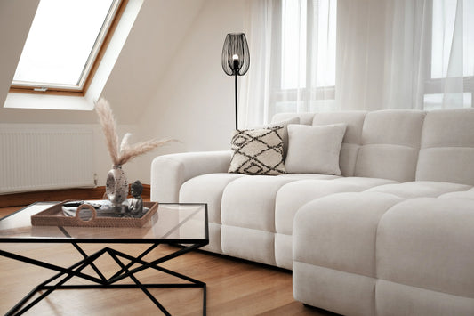 Luxury beige corner sofa in modern living room - Divino Interiors UK