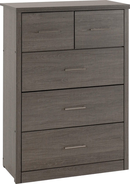 Lisbon 3+2 Drawer Chest Black Wood Grain 2020  01