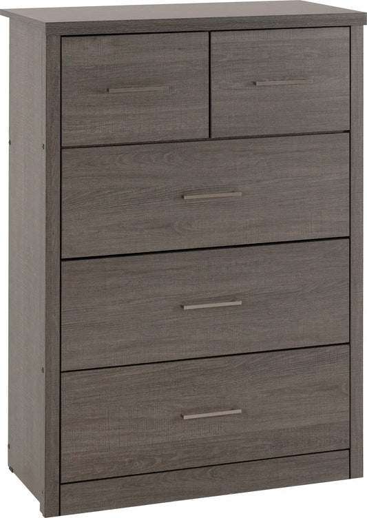 Lisbon 3+2 Drawer Chest Black Wood Grain 2020  01