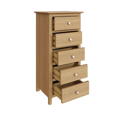 Taberno Oak 5 Drawer Chest Of Drawers Ready Assembled