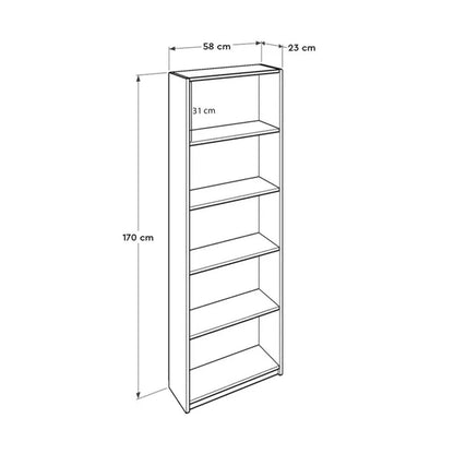 Adore Matt White 5 Tier Bookcase Shelving Unit