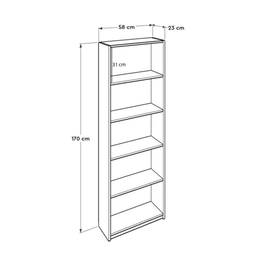 Adore Matt White 5 Tier Bookcase Shelving Unit