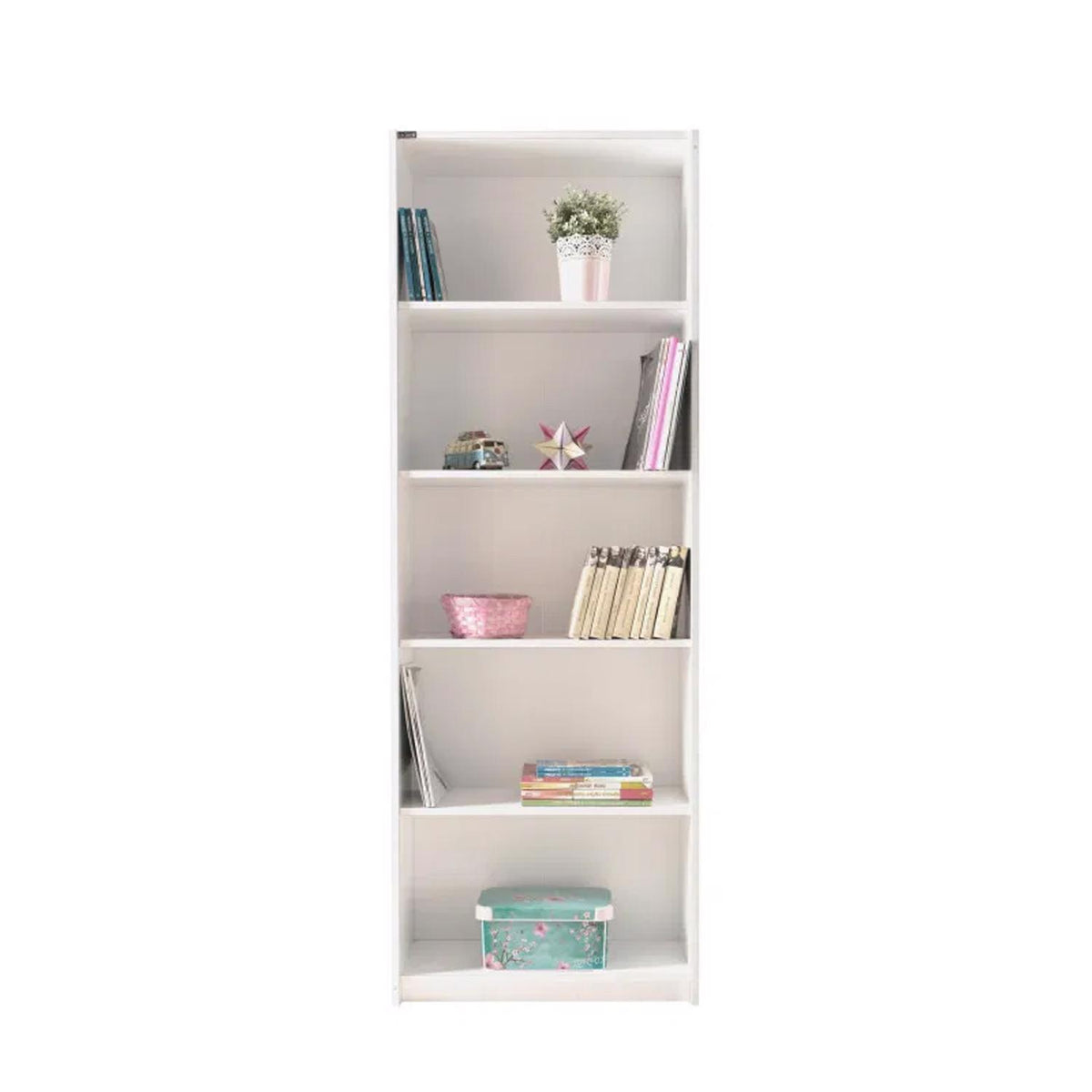 Adore Matt White 5 Tier Bookcase Shelving Unit