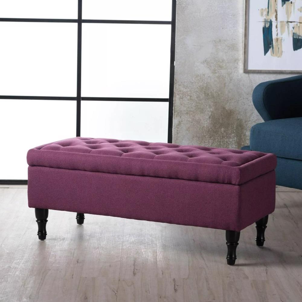 Fuchsia Fabric Ottoman Storage Bench