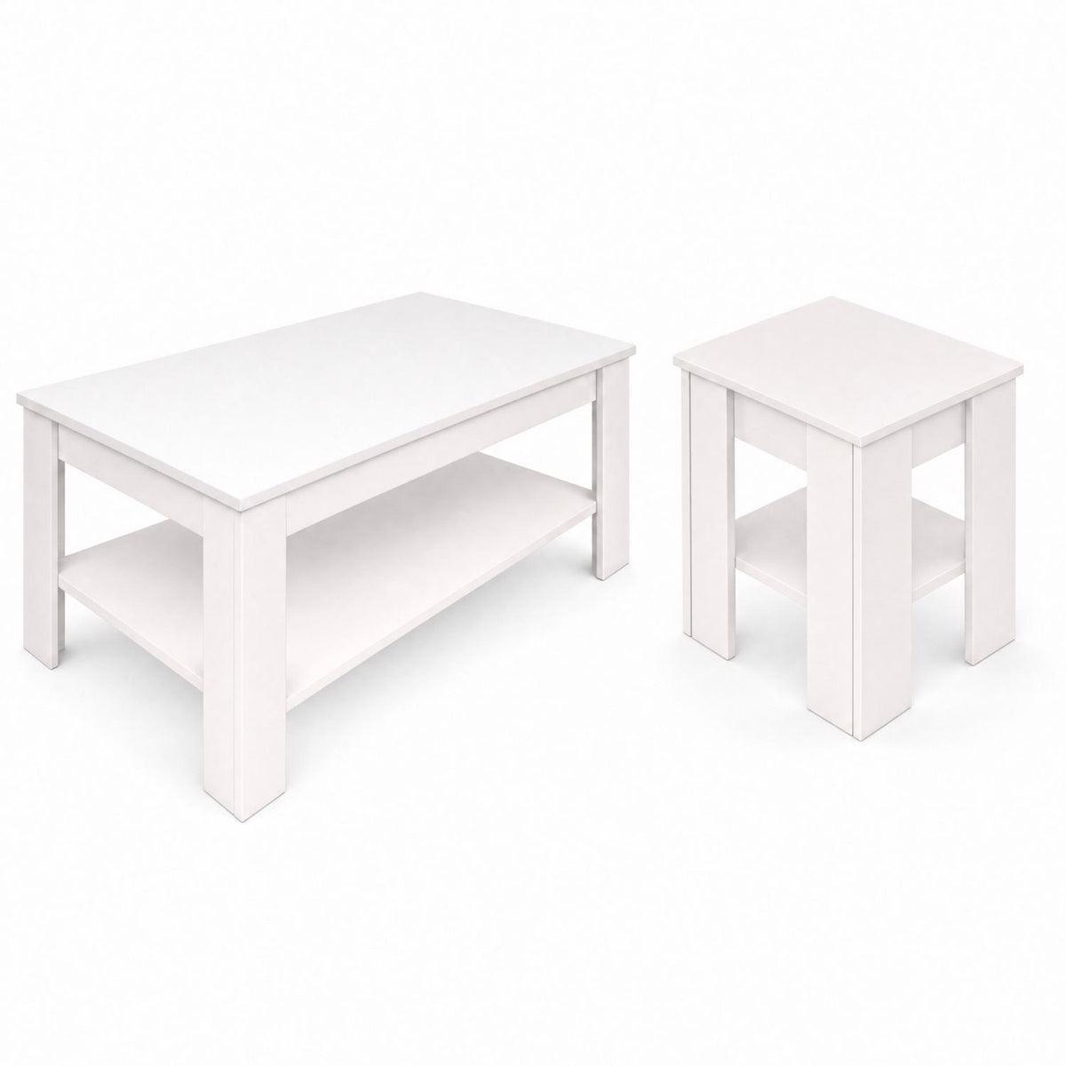 Promo White Coffee & Lamp Table Set