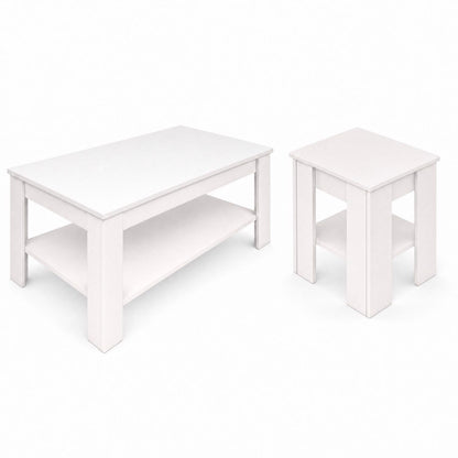 Promo White Coffee & Lamp Table Set