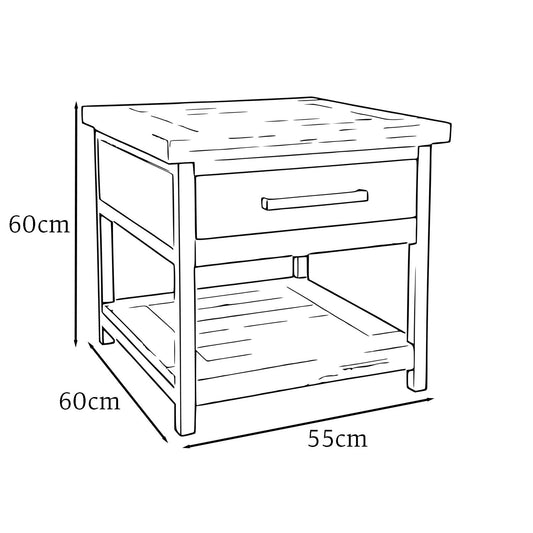 Lowry 1 Drawer Side Table Driftwood Lacquered Solid Reclaimed Pine