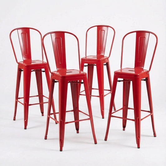 Bistro Pack Of 4 30 Red Bar Chairs